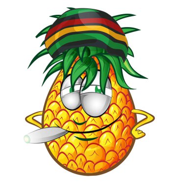 Mutlu Jamaika Ananas Karakteri Çizim Çizimleri