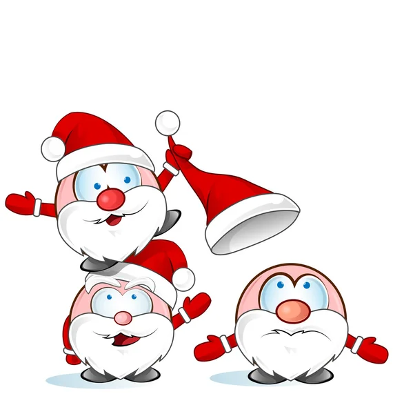 Divertido santa claus grupo de dibujos animados — Vector de stock