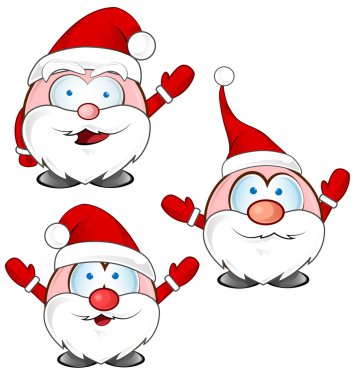 funny santa claus cartoon set isolated on white clipart