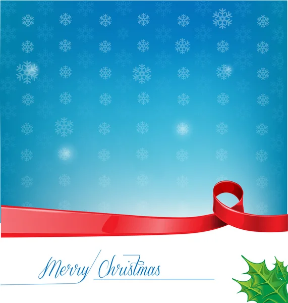 Christmas background with red ribbon flag — Stock Vector