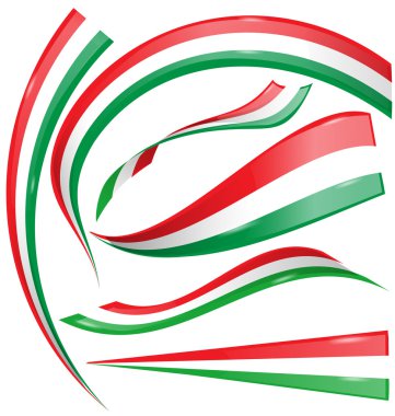 Beyaz arka plan üzerinde izole İtalyan ve Meksika bayrağı ayarlanmış