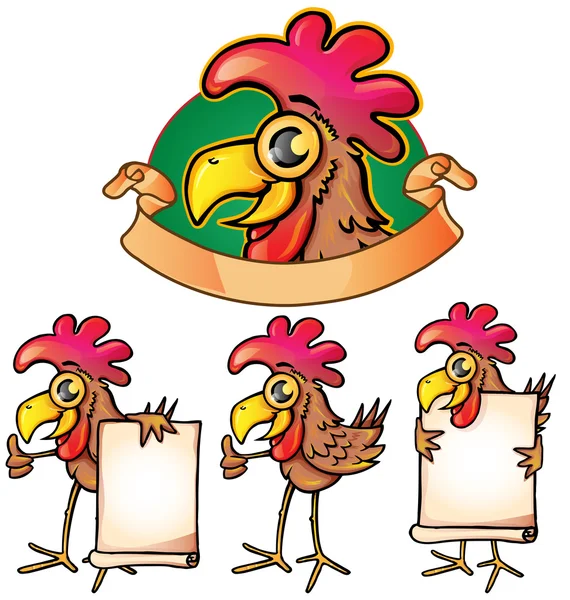 Conjunto de dibujos animados de gallina aislado sobre fondo blanco — Vector de stock