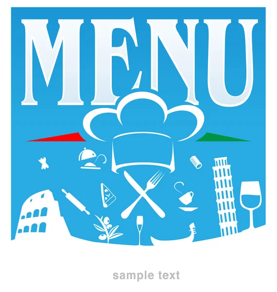 Italian menu blue background — Stock Vector