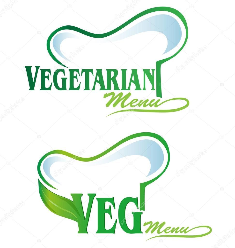 Vegetarian and veg symbol menu isolated on white