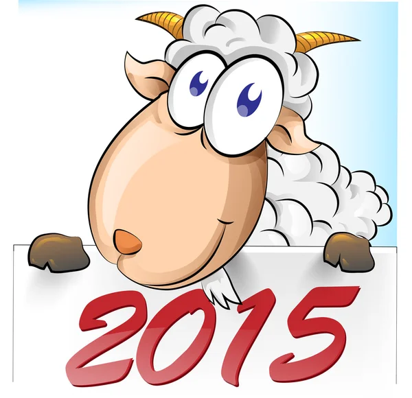 Geit cartoon met 2015 achtergrond — Stockvector