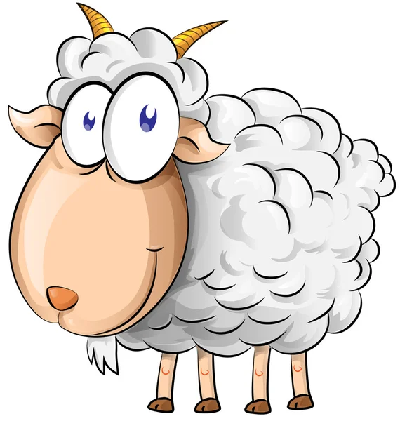 Caricature de chèvre isolée sur fond blanc — Image vectorielle