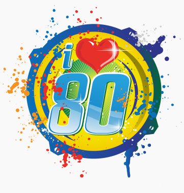 80s seviyorum beyaz izole müzik simgesi