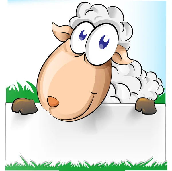 Schattig shep cartoon met witte banner — Stockvector