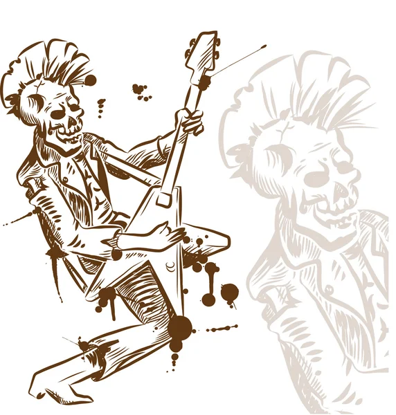 Punk rock guitariste dessin à la main — Image vectorielle