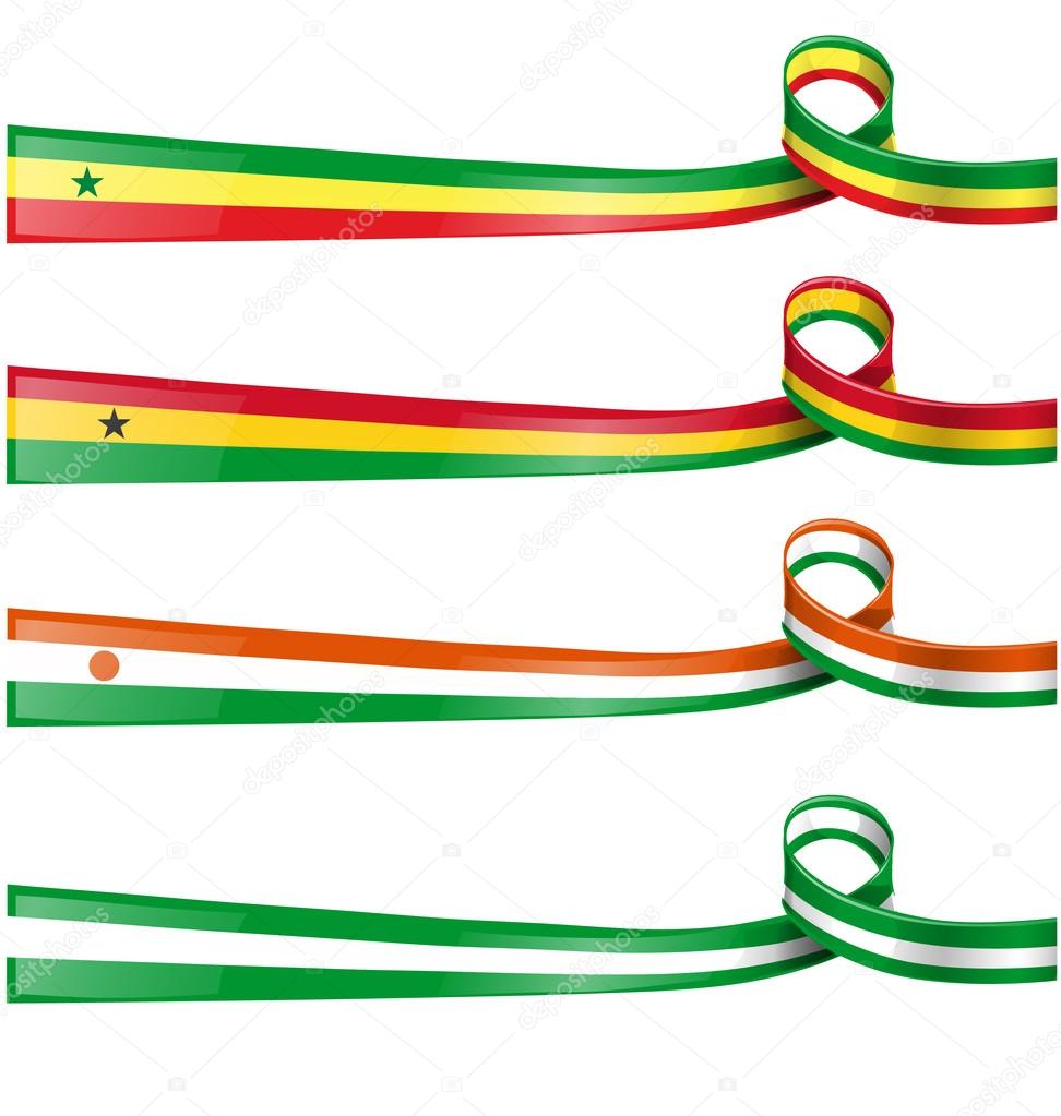 Africa flag set on white background