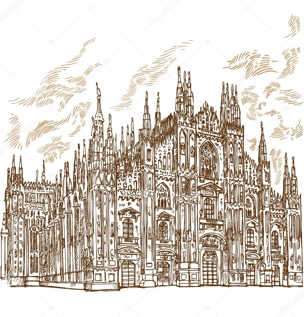 milan cathedral hand draw