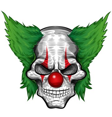 Palyaço kafatası üzerinde beyaz adam izole