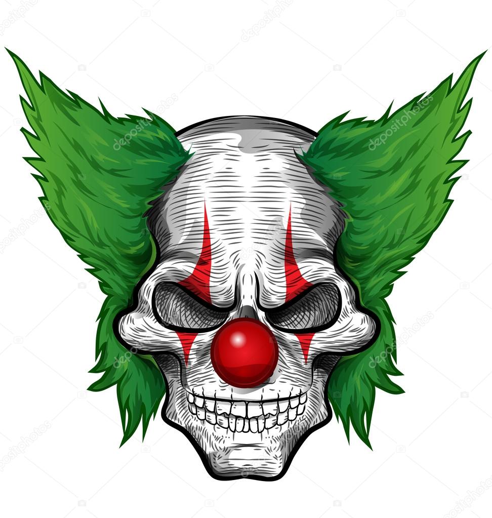 clown skull isolated on white backgroun