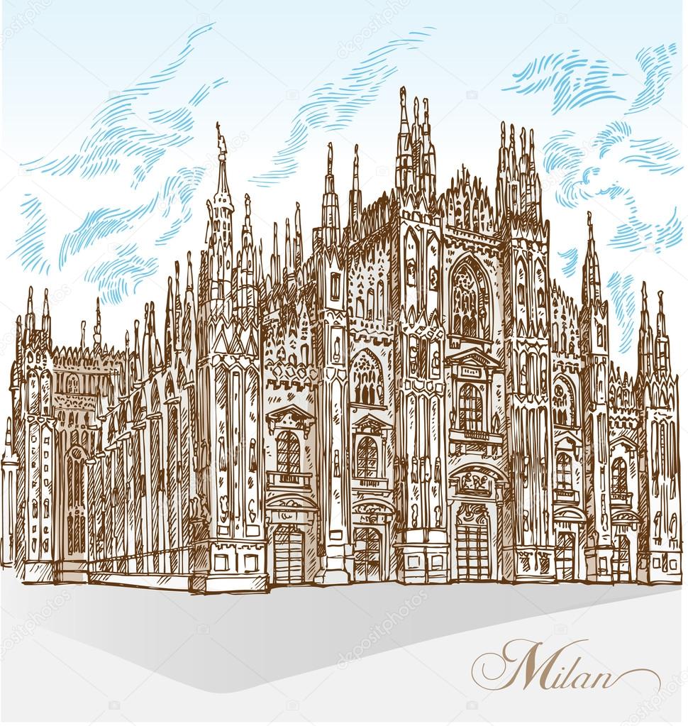 milan cathedral hand draw