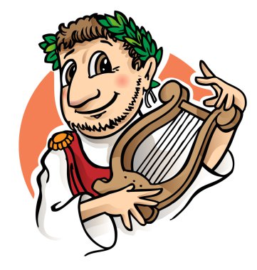 Roma İmparatoru karikatür üzerine beyaz izole