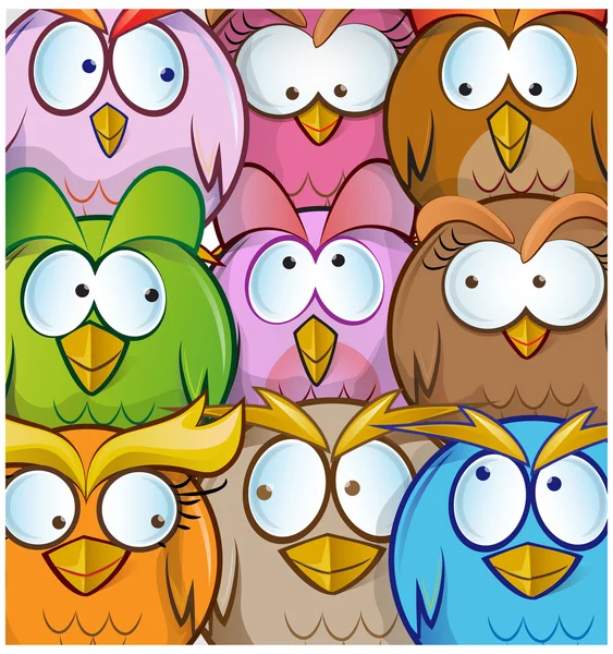 Funny owl cartoon background — Stock Vector