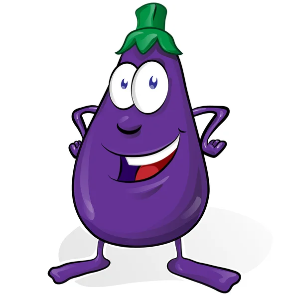 Aubergine cartoon isolerad på vit bakgrund — Stock vektor