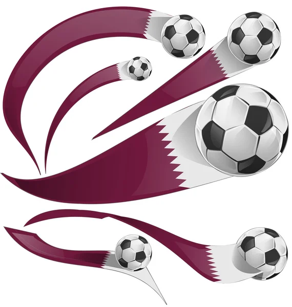 Qatar flag set with soccer ball — Stock Vector