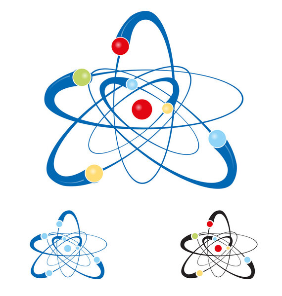 atom symbol set isolated on white background