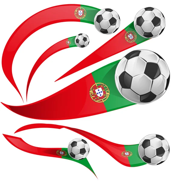 Portugal flag set with soccer ball — Stock Vector