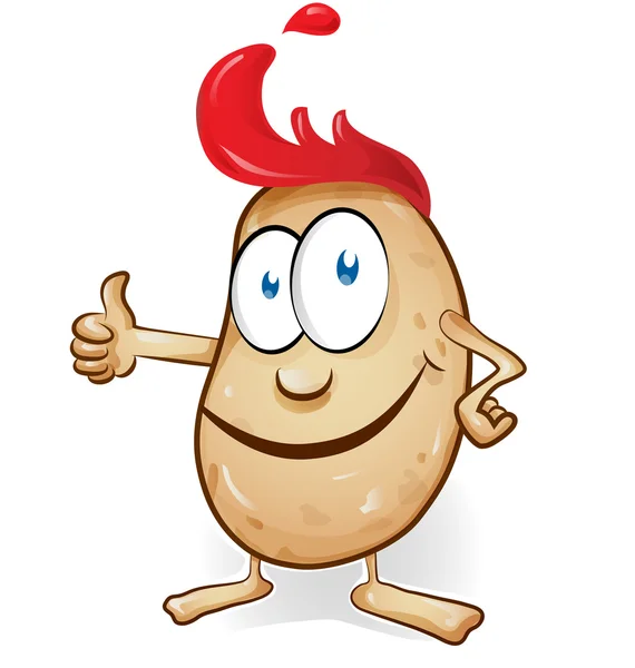 Potato cartoon with ketchup  isolated on white background — Stock Vector