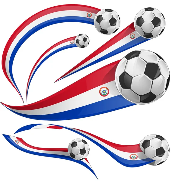 Bandera paraguay con pelota de fútbol — Vector de stock