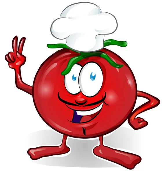 Fun tomato chef  cartoon isolated on white background — Stock Vector