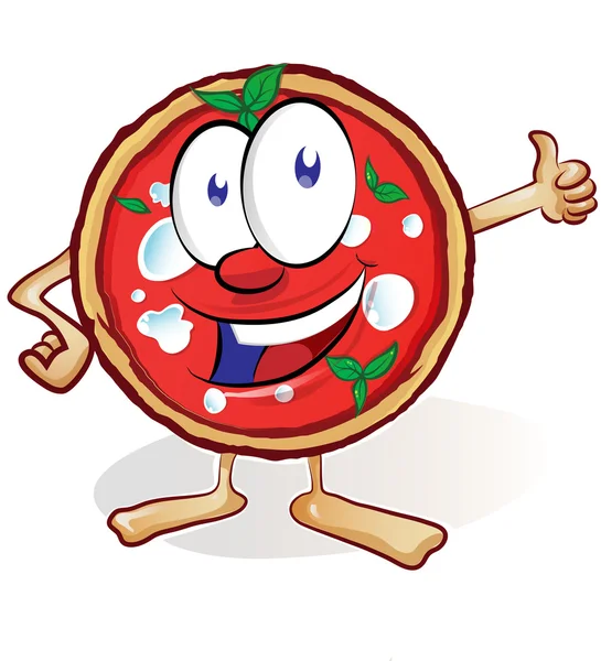 Fun pizza cartoon with thumb up — Stock Vector