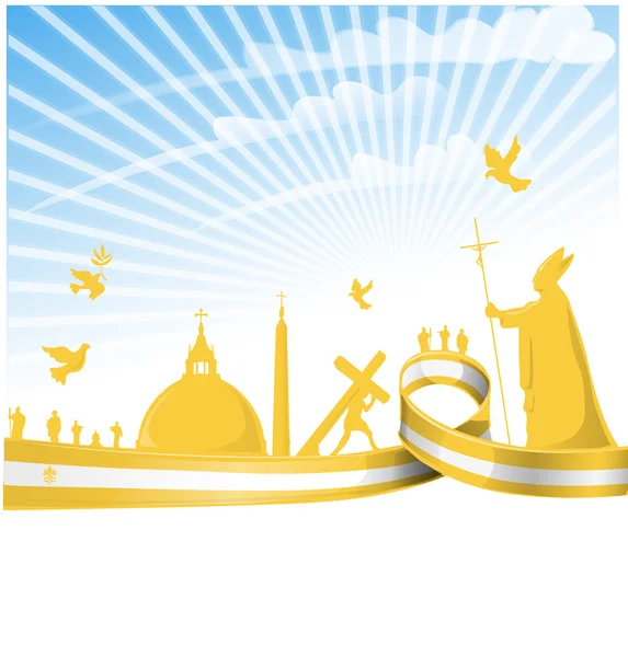 Vatican city flag on  background — Stock Vector