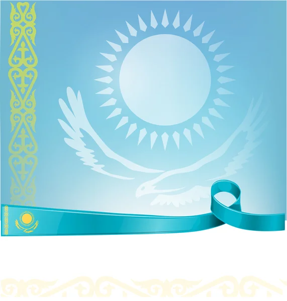 Kazakhstan ribbon flag on background — Stock Vector