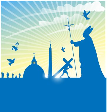 vatican city symbol with pope on   background