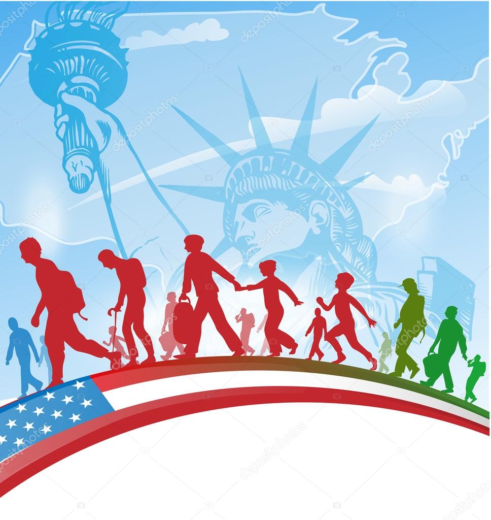 American people immigration background Stock Vector Image by ©Doom.ko