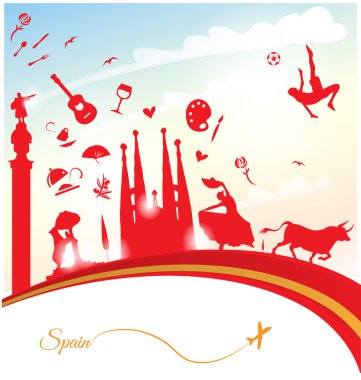 spain background with flag and symbol clipart