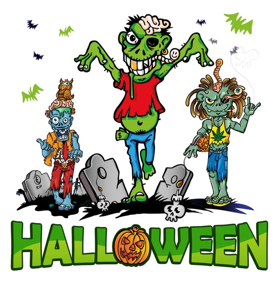 Halloween fundo com zumbi — Vetor de Stock