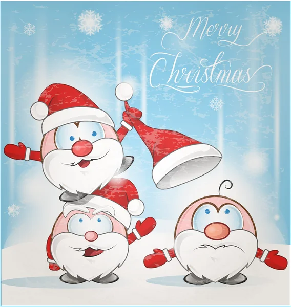 Spaß Santa Claus Cartoon auf Schnee Hintergrund — Stockvektor