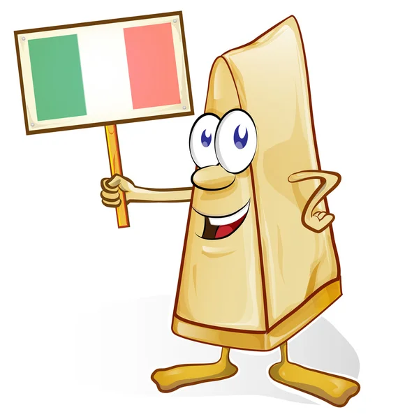 Dibujos animados de queso italiano con letrero — Vector de stock
