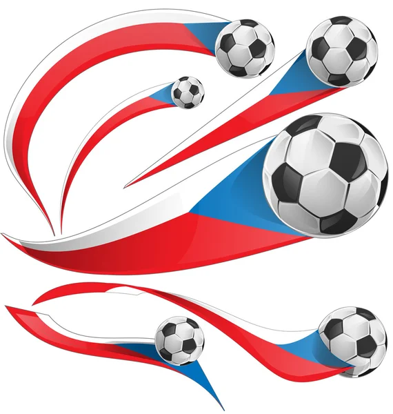 Czech Republic flag  set with soccer ball — Stock Vector