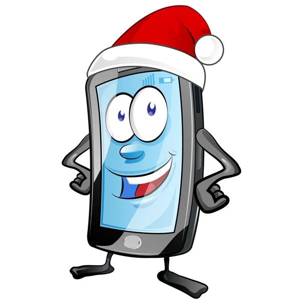楽しいクリスマス モバイル漫画白で隔離 — ストックベクタ