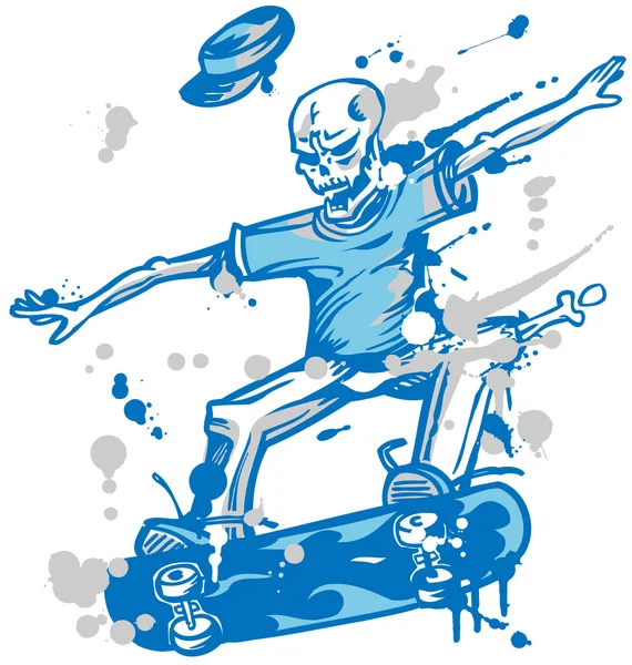 Skeleton-Skater auf weißem Hintergrund — Stockvektor