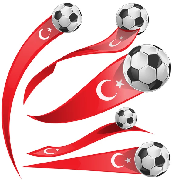 Turkey flag set con pallone da calcio — Vettoriale Stock