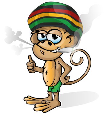 jamaican monkey cartoon isolated on white  backgroun clipart