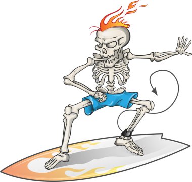 iskelet sörfçü arka plan üzerinde izole