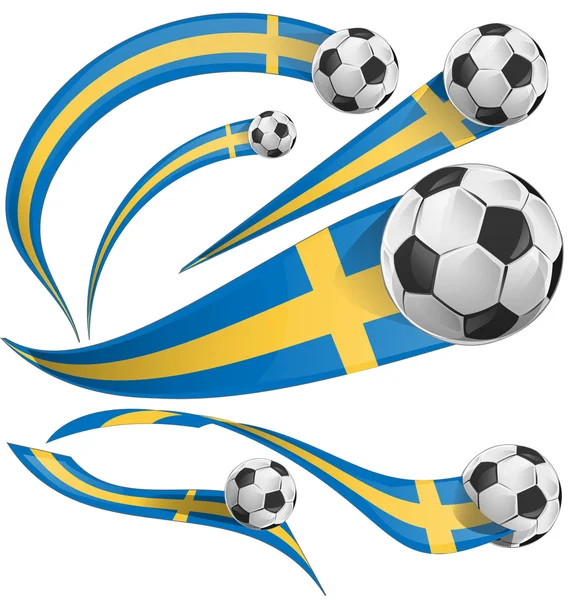 Sweden flag set with soccer bal — Stock Vector