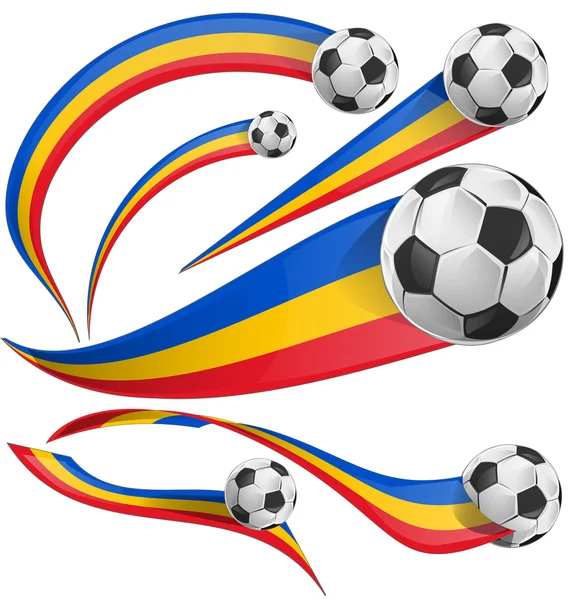 Σύνολο με το ποδόσφαιρο σημαία Ρουμανία bal — Διανυσματικό Αρχείο