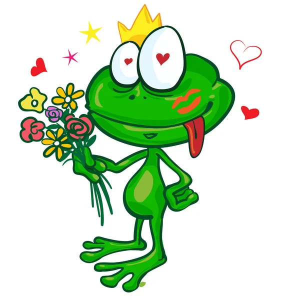 Frog cartoon with  flowers — Stock Vector