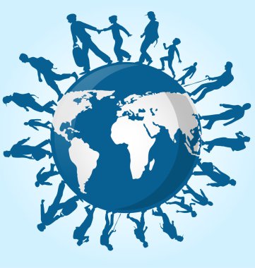  immigration people on world map background clipart