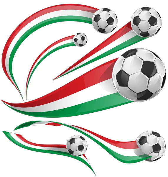 Ιταλική και μεξικάνικη σημαία με μπάλα ποδοσφαίρου — Διανυσματικό Αρχείο