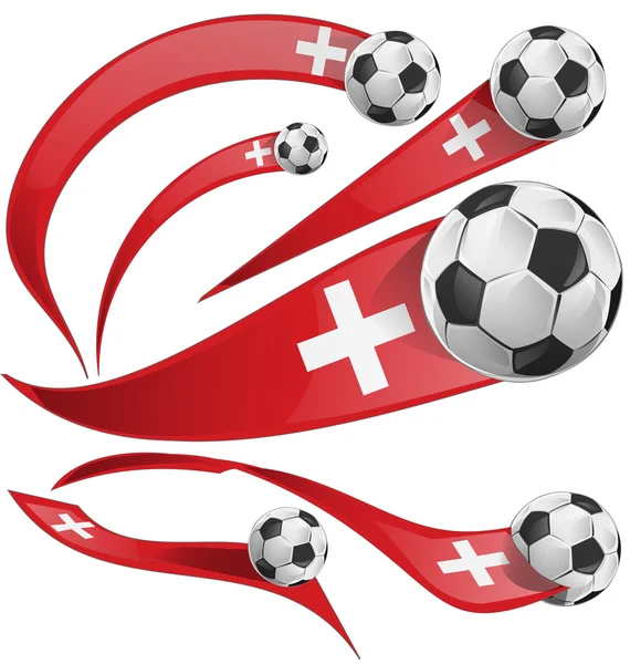 Zwitserse vlag set met voetbal bal — Stockvector