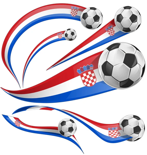Hırvatistan bayrağı futbol topuyla ayarla — Stok Vektör
