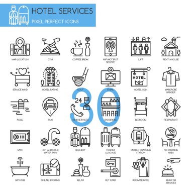 Otel Servisi, ince çizgi Icons set 